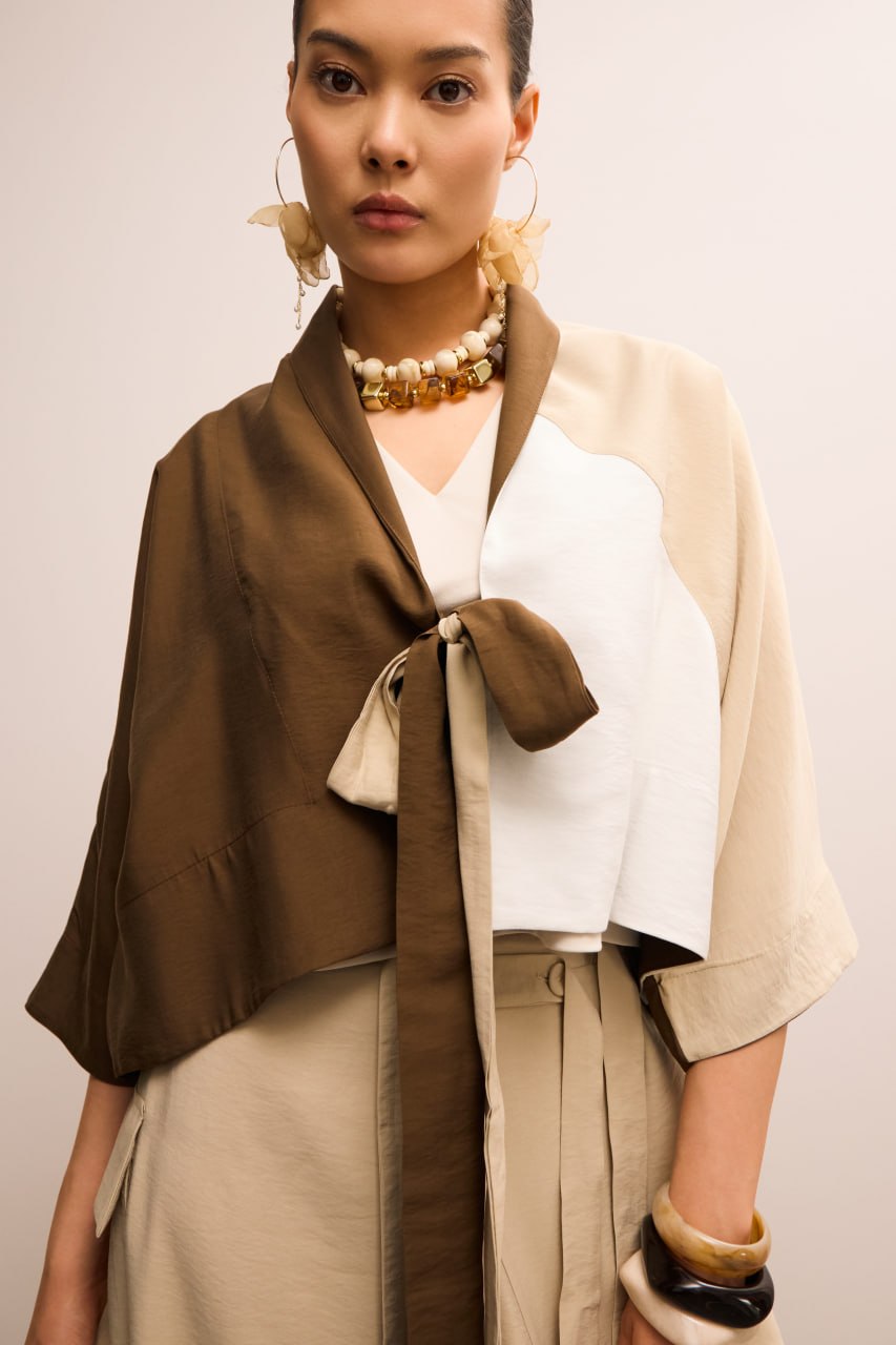 Beige Wide-Leg Linen Trousers & Duster Set - Image 4