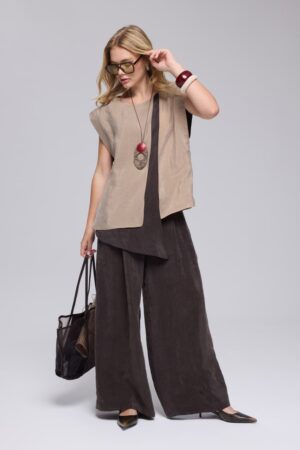 Olive Green Barrel Linen Trousers